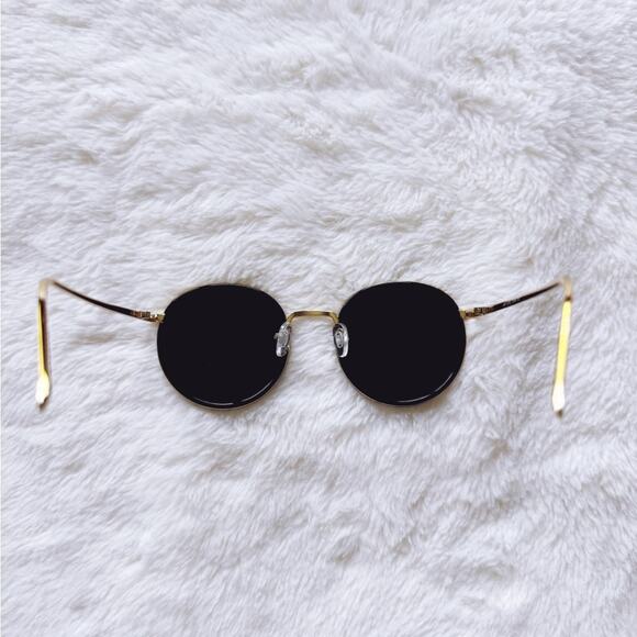 Dean Black w/ Gold Rim Round Sunglasses - Picture 8 of 12